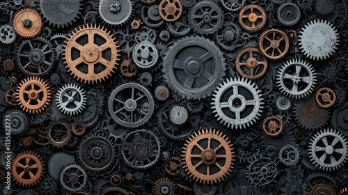 Wallpaper Mural Intricate Gear System  Industrial Cogs   Wheels Background Torontodigital.ca
