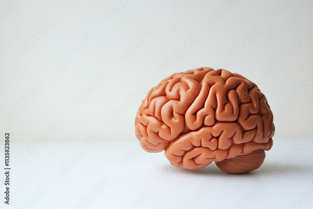 brain-shaped stress ball placed on white surface with plenty of copy space on left side brain-shaped stress ball placed on white surface with plenty of copy space on left side
