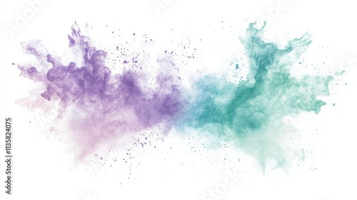 A burst of soft pastel tones in lavender and mint green, forming a calming abstract design, on a white background