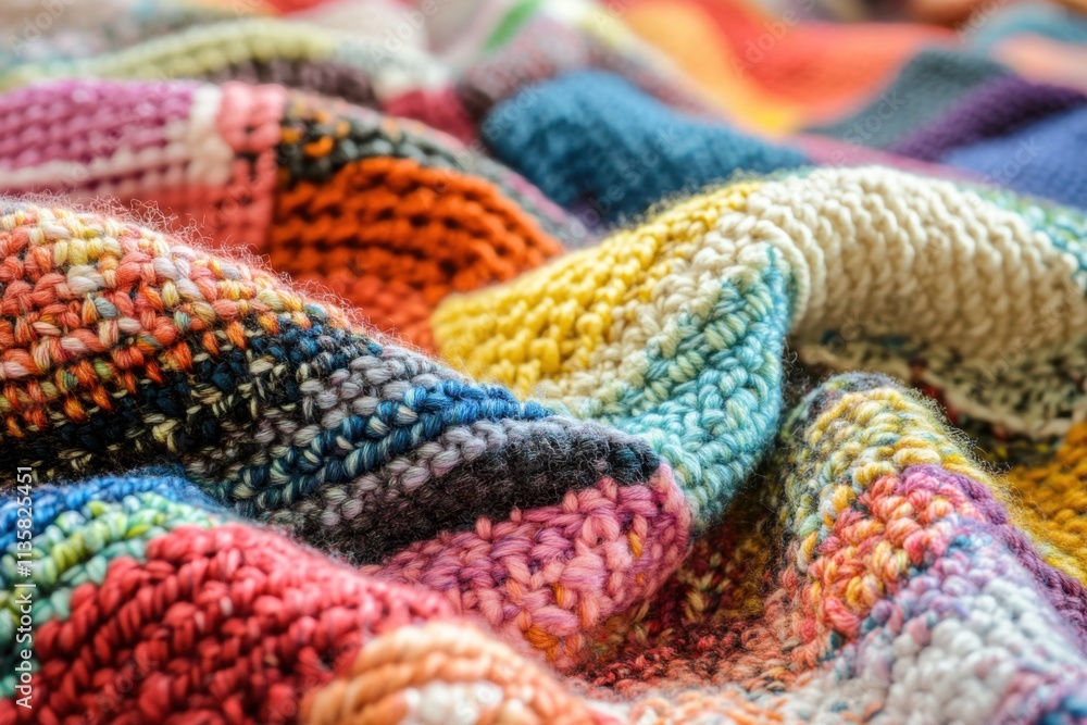 Colorful Knitted Blanket Texture Close Up Colorful Knitted Blanket Texture Close Up