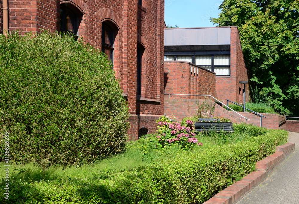 Garden at the Historical Christ Church in Wilhelmshaven, Lower Saxony Garden at the Historical Christ Church in Wilhelmshaven, Lower Saxony