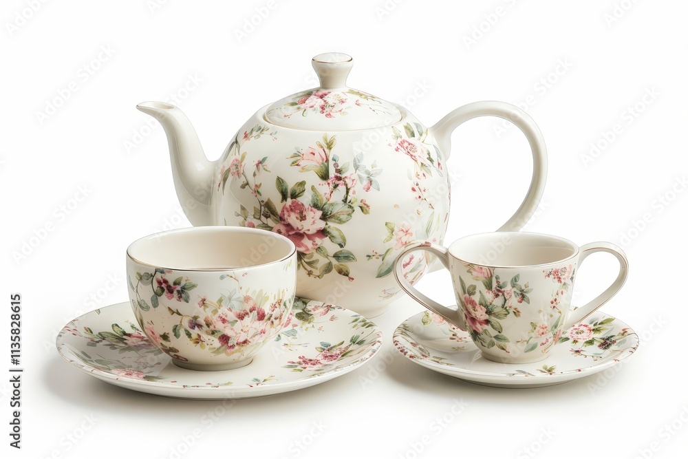 Elegant Tea Set with Floral Design Elegant Tea Set with Floral Design