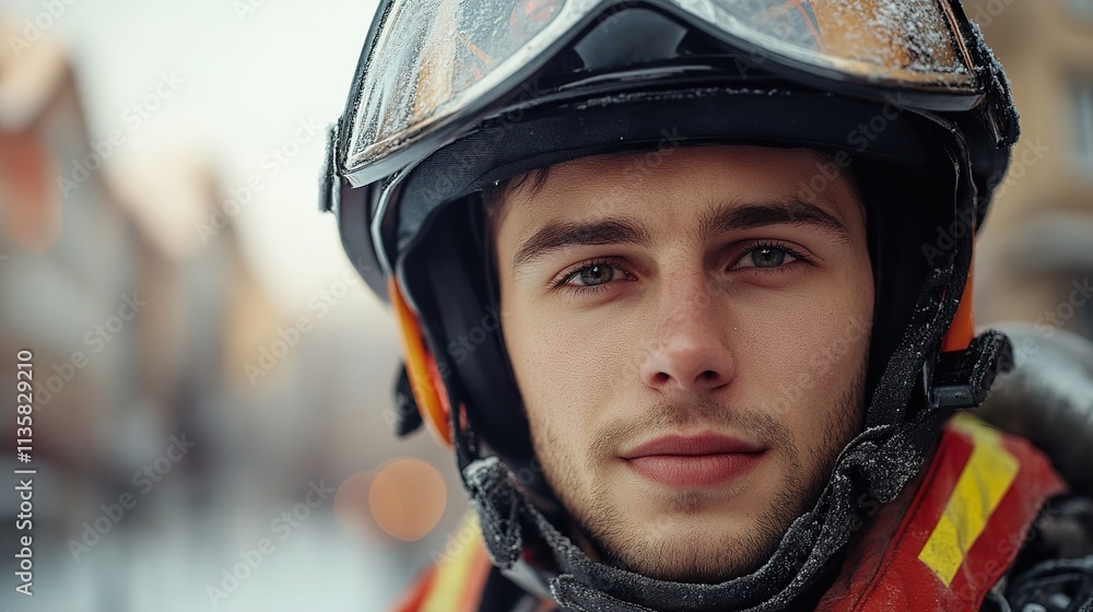 Portrait of a Rescuer in Winter: A Close-up Portrait of a Rescuer in Winter: A Close-up