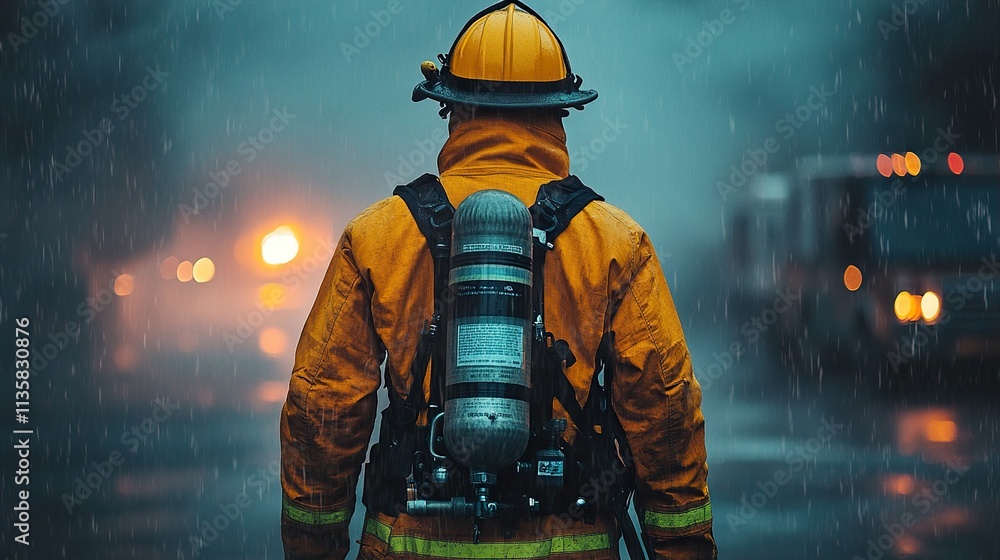 Firefighter in the Rain: A Night of Courage and Service Firefighter in the Rain: A Night of Courage and Service