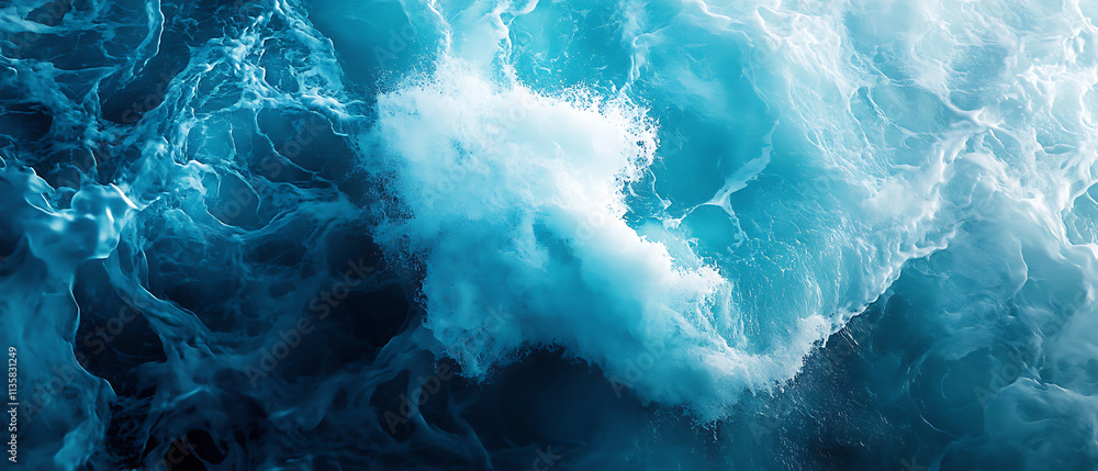 Abstract ocean inspired waves in blue and cyan create serene atmosphere Abstract ocean inspired waves in blue and cyan create serene atmosphere