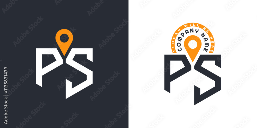 PS Location Logo Bundle. Letter PS Logo Dual Vector Icons for Recruitment and Navigation PS Location Logo Bundle. Letter PS Logo Dual Vector Icons for Recruitment and Navigation