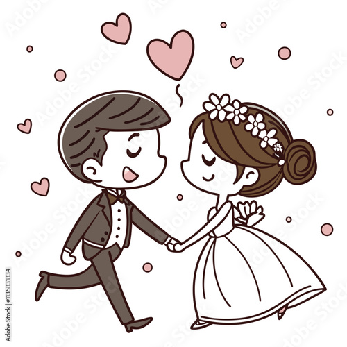 bride and groom with heart
