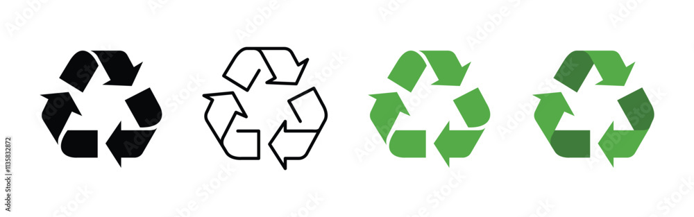 Recycling Symbol Variations Design Vector Illustration Recycling Symbol Variations Design Vector Illustration