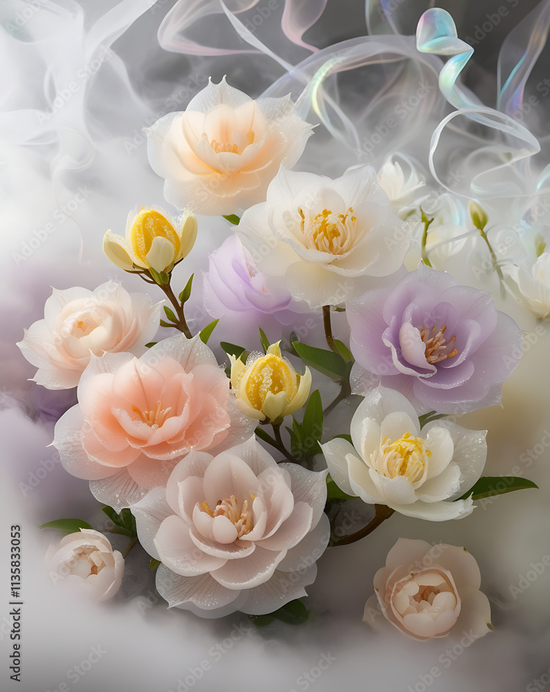  jasmine flower in the spectrum background, created by generative ai