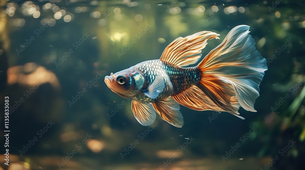 Fototapeta premium Vibrant Betta Fish in Underwater Paradise