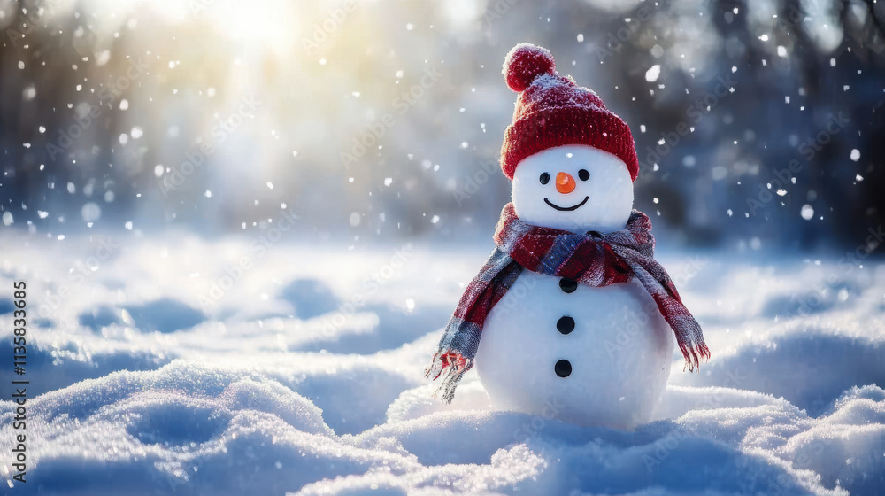 Naklejka premium Snowman made in the winter snow