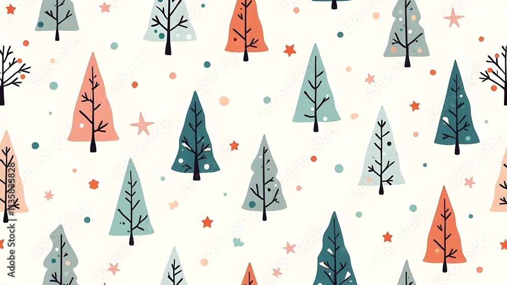 Festive Winter Background Seamless Christmas Tree Pattern Festive Winter Background Seamless Christmas Tree Pattern