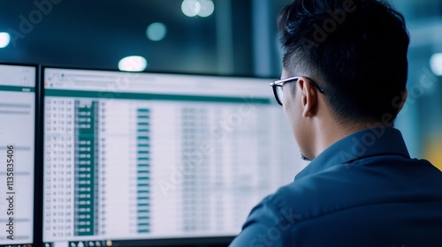 Manager Reviewing Employee Payroll and Deduction Records on Computer Screen