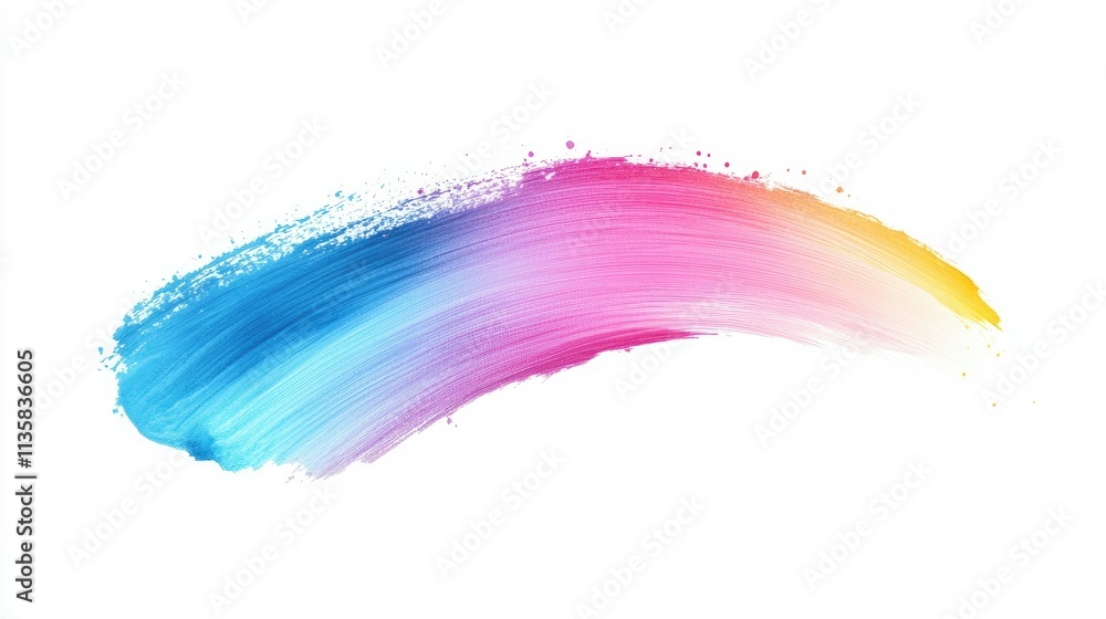 Vibrant Colorful Brush Stroke with Blue, Pink, and Yellow Shades on a White Canvas for Artistic and Creative Backgrounds Vibrant Colorful Brush Stroke with Blue, Pink, and Yellow Shades on a White Canvas for Artistic and Creative Backgrounds