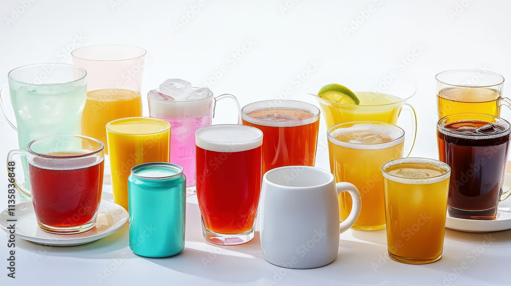 Coffee and beverages stored in glass and porcelain cups Coffee and beverages stored in glass and porcelain cups