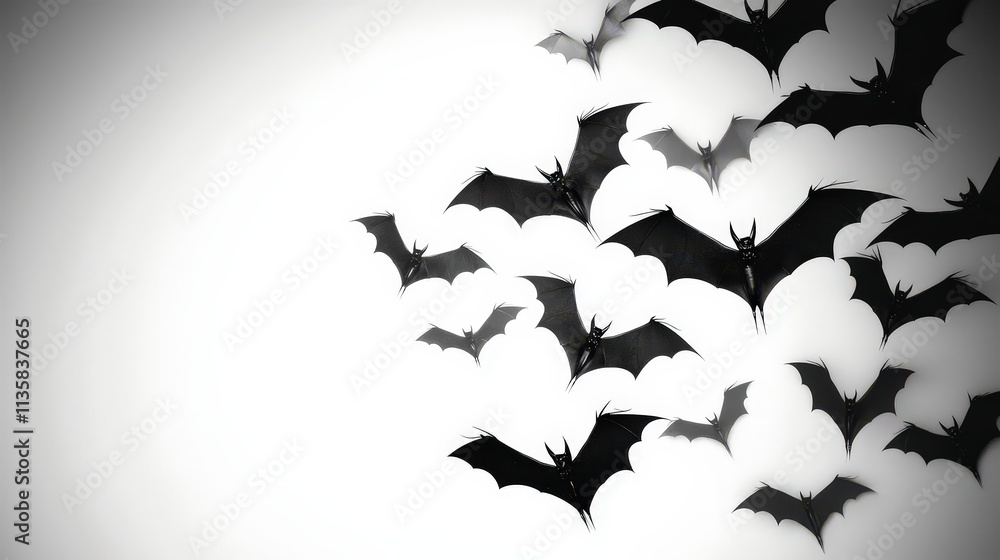 Fototapeta premium Halloween Bats Dark Flying Creatures Spooky Night Gothic Decor 4K Image