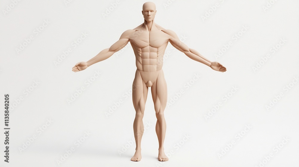 Sculpted Human Form in Clay,Isolated on White Background,3D Digital Sculpted Human Form in Clay,Isolated on White Background,3D Digital