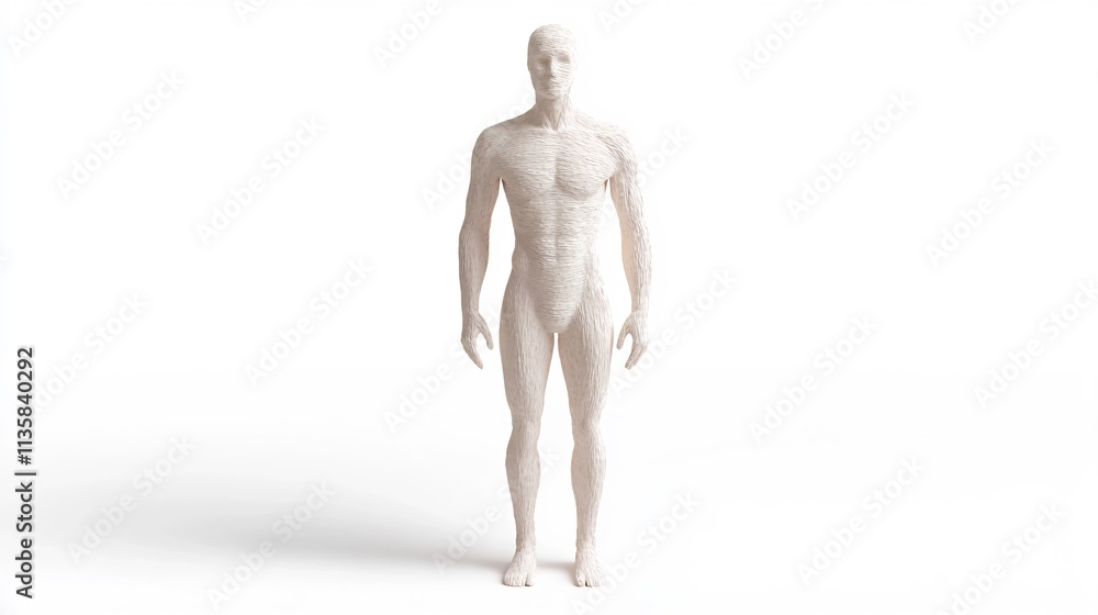 Full Body Paper Mache Human Sculpture on White Background 3D Full Body Paper Mache Human Sculpture on White Background 3D