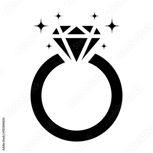 Diamond engagement ring icon, diamond wedding ring