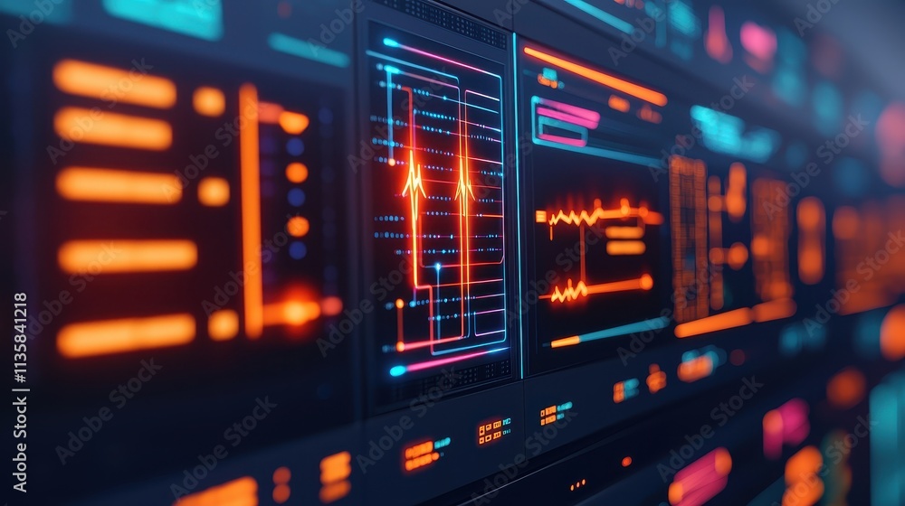 Modern Abstract Digital Interface with Colorful Data Visualization Modern Abstract Digital Interface with Colorful Data Visualization