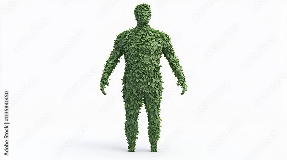 Leaf and Twig Humanoid Figure Representing Nature's Transformation and Sustainability Leaf and Twig Humanoid Figure Representing Nature's Transformation and Sustainability
