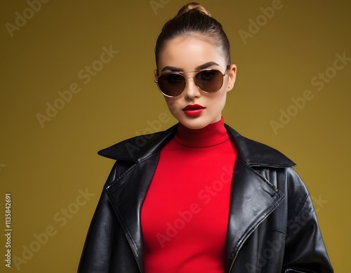 Modern fashion portrait with sunglasses and bold style aesthetic