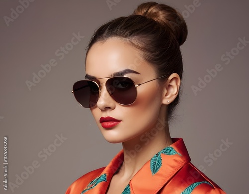 Modern fashion portrait with sunglasses and bold style aesthetic