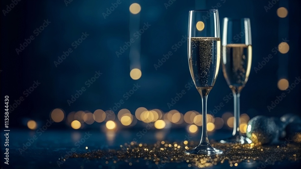 Celebration Vibes Champagne Glasses Against a Glittering Backdrop Celebration Vibes Champagne Glasses Against a Glittering Backdrop