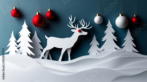 Papercut Winter Wonderland: Reindeer and Festive Ornaments photo