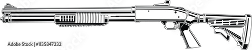 Shotgun line art illustration