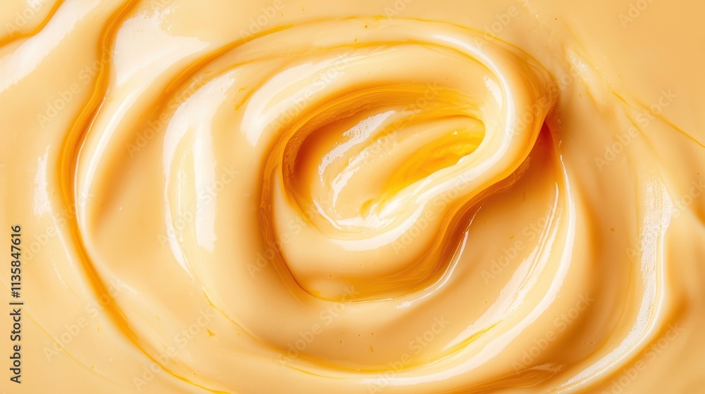 Smooth and Creamy Yellow Sauce Swirl on a Light Background Smooth and Creamy Yellow Sauce Swirl on a Light Background