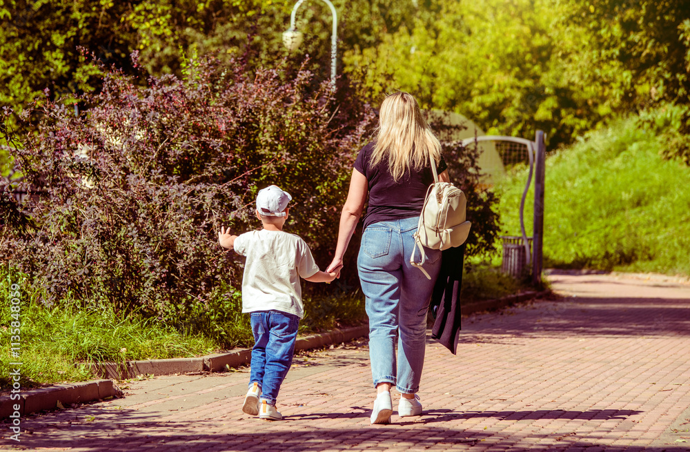 Mother with her son walking in the summer Park
Mother with her son walking in the summer Park