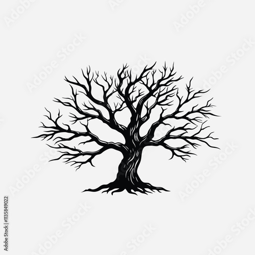 Creepy Tree Silhouette Isolated vector illustration