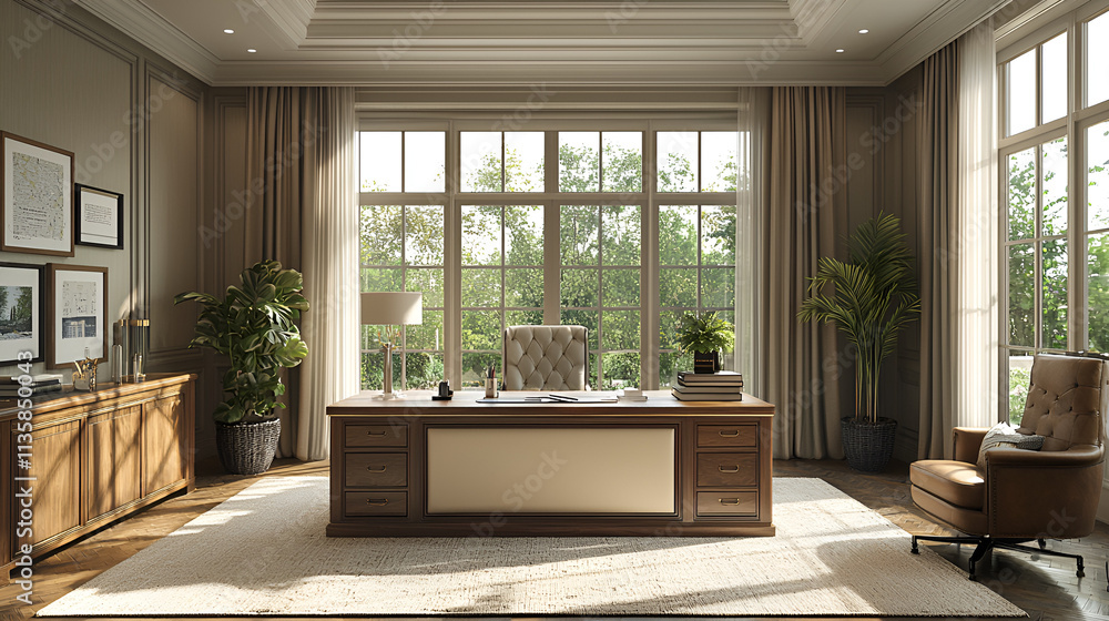 Obraz premium Create a stylish home office with natural light and elegance