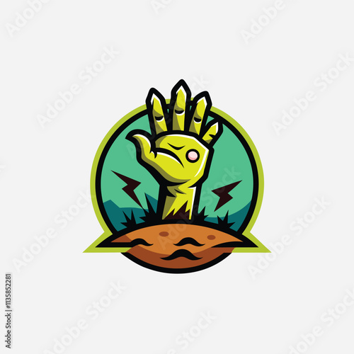 Zombie Hand Rising from the Ground isolated on transparent background 3d rendering illustration