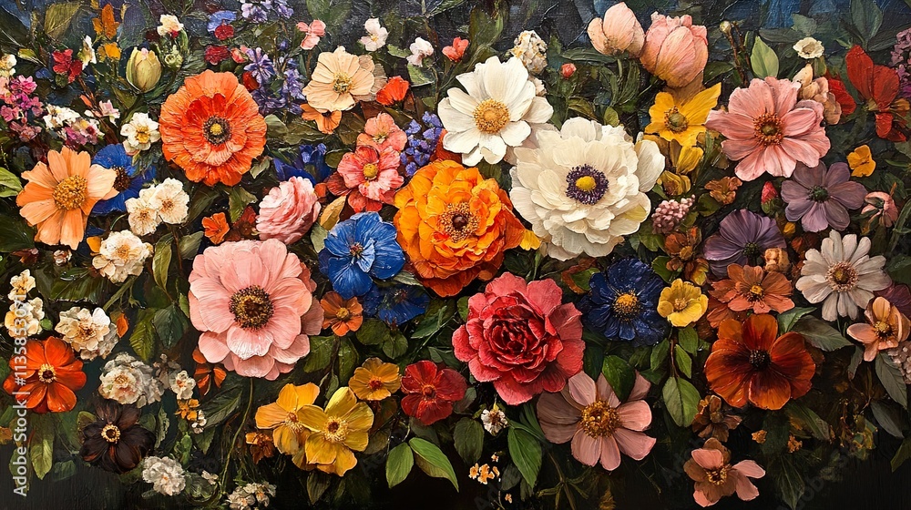 Fototapeta premium Vibrant Floral Masterpiece: An Abundance of Blossoms