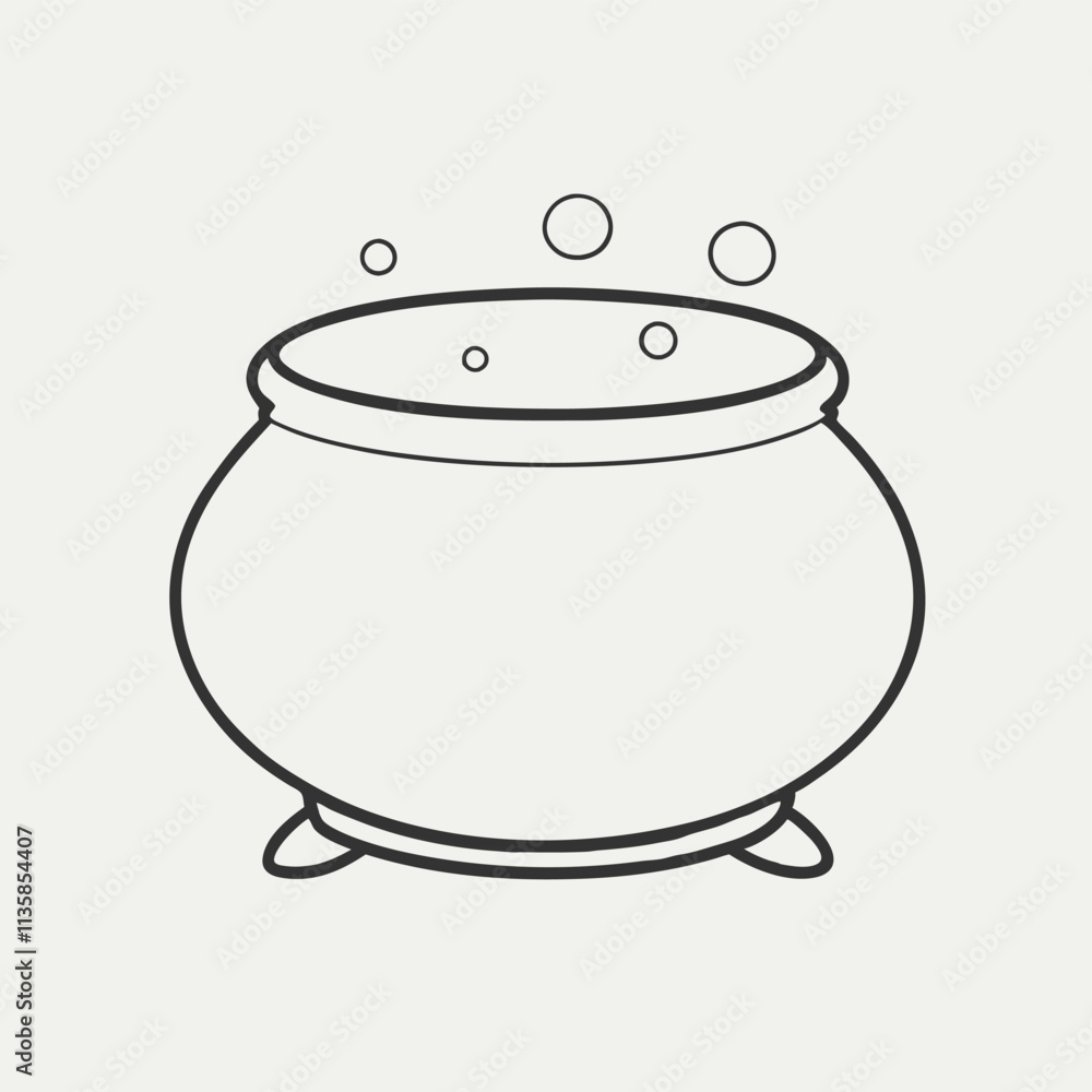 Witch cauldron with green bubbling potion over a burning firewood. Isolated vector illustration Witch cauldron with green bubbling potion over a burning firewood. Isolated vector illustration