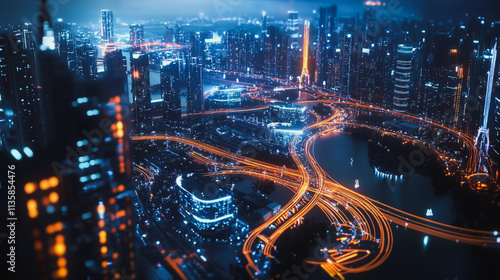 Wallpaper Mural Smart digital Innovation city with connection network reciprocity over the cityscape. of future smart wireless digital city and social media networking systems that connects people with in city Torontodigital.ca