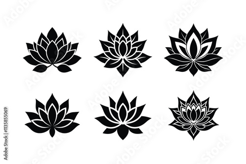 Japanese lotus silhouette vector illustration photo