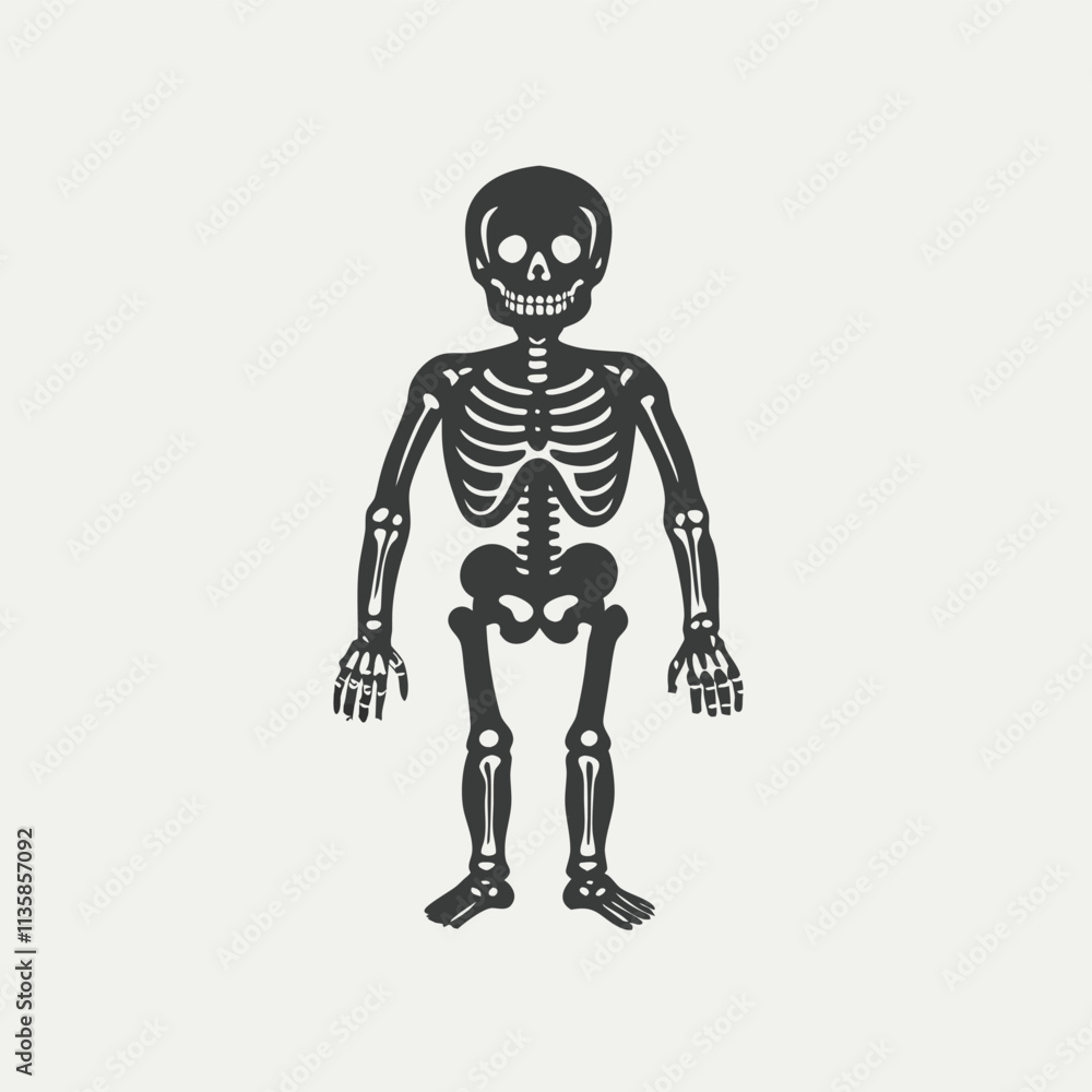 Black silhouette Human skeleton front view. Vector illustration Black silhouette Human skeleton front view. Vector illustration