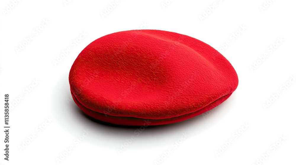 Bright Red Soft Hat Style Accessory with Smooth Texture Ideal for Fashion, Art, Costume Design and Creative Projects Set on a White Background for Visual Appeal Bright Red Soft Hat Style Accessory with Smooth Texture Ideal for Fashion, Art, Costume Design and Creative Projects Set on a White Background for Visual Appeal