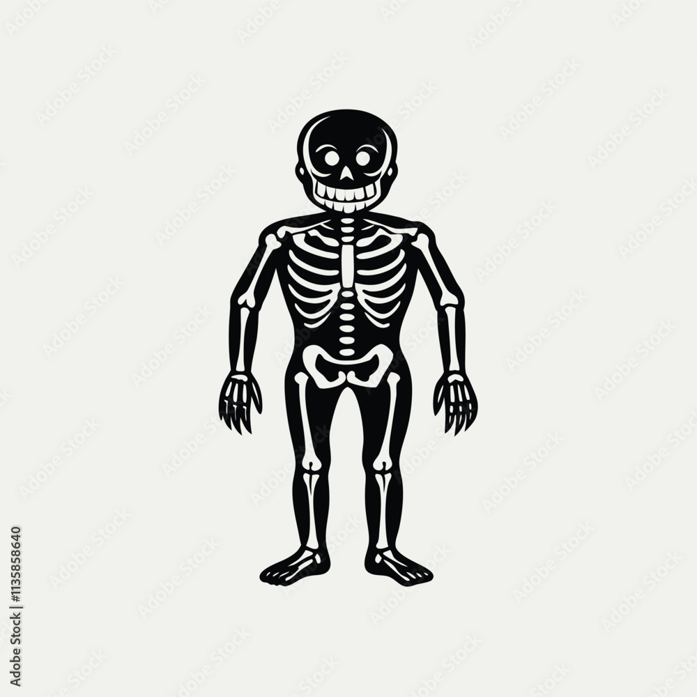 Full body Grinning Skeleton isolated on transparent background 3d rendering illustration Full body Grinning Skeleton isolated on transparent background 3d rendering illustration