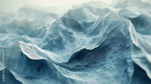 Wallpaper Mural Abstract Blue Mountain Landscape: Textured Hills and Peaks Torontodigital.ca