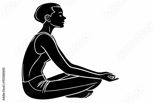 Yoga lotus pose padmasana vector silhouette on a white background