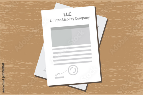 LLC limited liability company with document and sign paper vector illustration design background