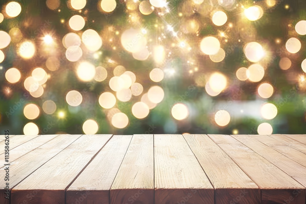 Cozy Christmas Atmosphere with a Wooden Table Cozy Christmas Atmosphere with a Wooden Table