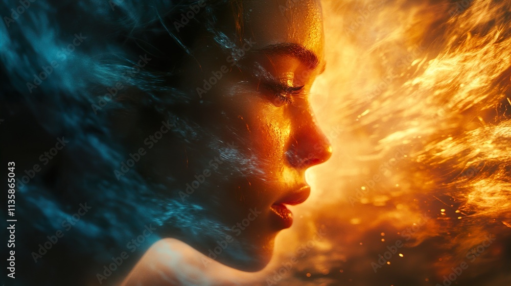 Fiery Woman: A Surreal Portrait of Transformation Fiery Woman: A Surreal Portrait of Transformation