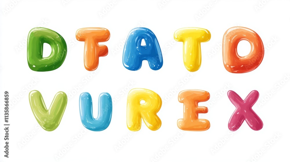 Naklejka premium Playful alphabet letters in colorful design