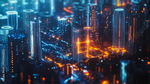 Wallpaper Mural Smart digital Innovation city with connection network reciprocity over the cityscape. of future smart wireless digital city and social media networking systems that connects people with in city Torontodigital.ca