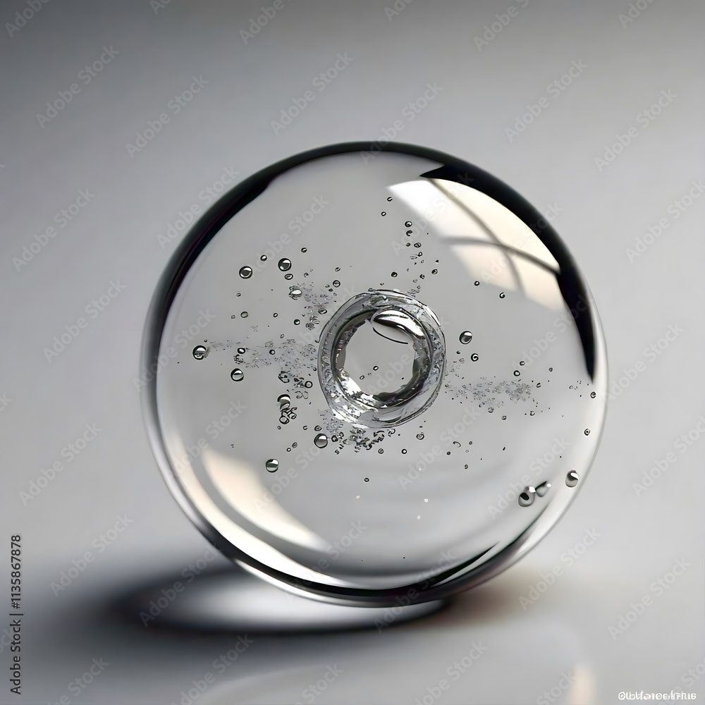 A crystal sphere with a swirling vortex of trapped bubbles creating a mesmerizing illusion of depth and motion A crystal sphere with a swirling vortex of trapped bubbles creating a mesmerizing illusion of depth and motion